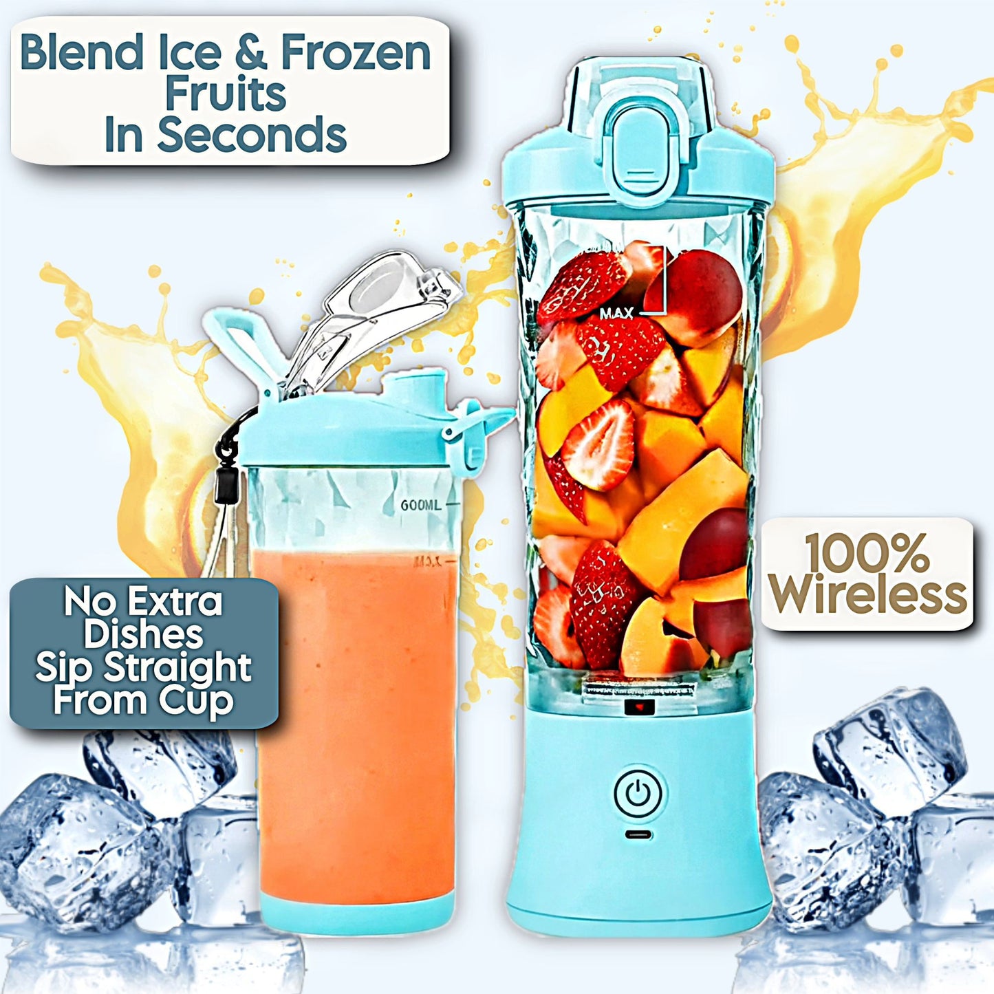 Portable Smoothie Blender Cup | Best Personal Rechargeable USB Juicer Bottle