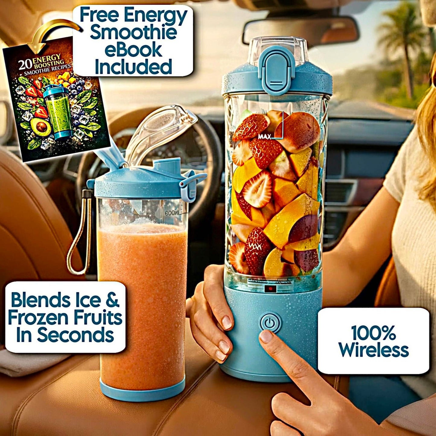 Portable Smoothie Blender Cup | Best Personal Rechargeable USB Juicer Bottle