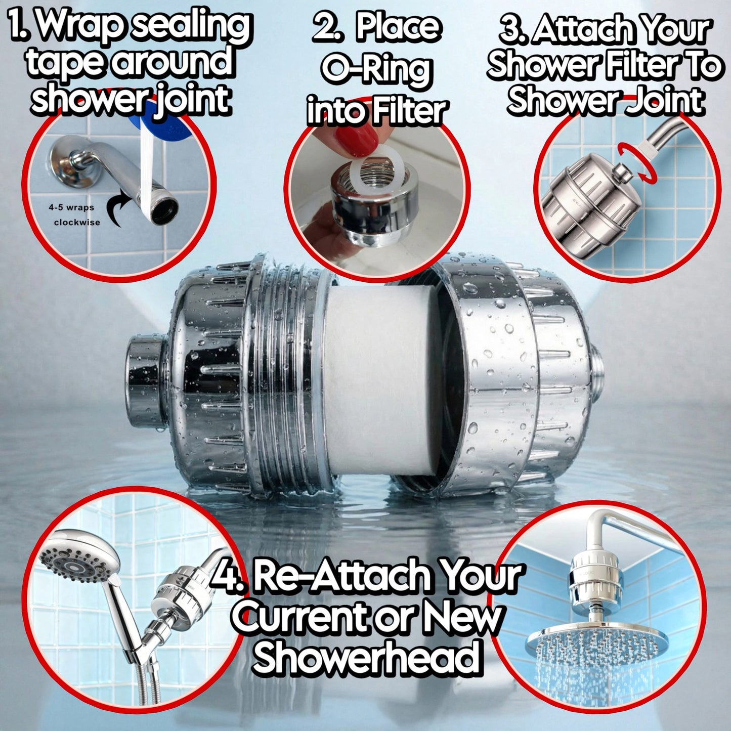HydraCircle Hard Water Shower Filter For Shower Head